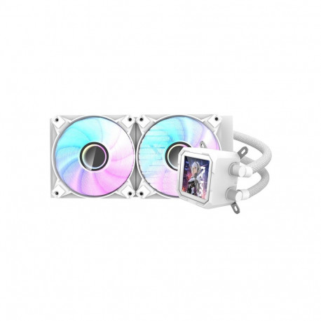 CPU Cooler - Darkflash DV240S 240mm Aluminum Heatsink, Copper Water Block, ARGB Fans White