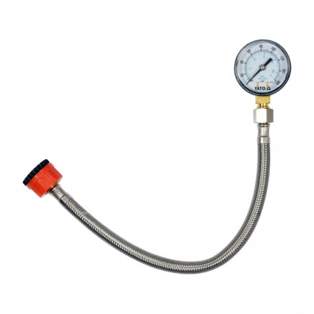 Yato Water Pressure Gauge YT-24790, 0-1.1 MPa, 300 mm, stainless steel hose, connectors G1/2, G3/4