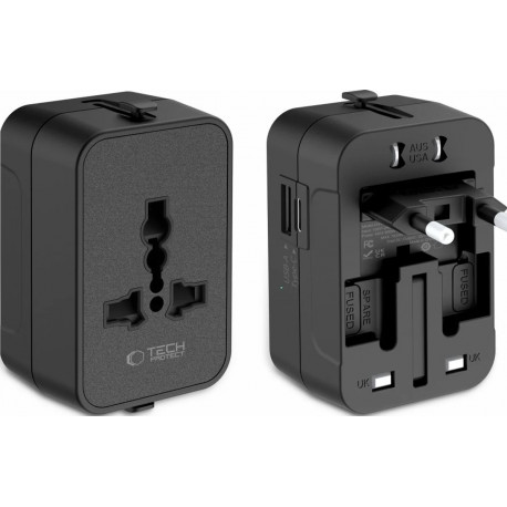 Tech-Protect travel adapter TA300 EU/UK/US/AU, black