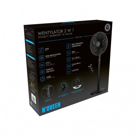 Household Fan - N'OVEEN F535 16" Pedestal And Desk Fan With Remote Control, Timer, White