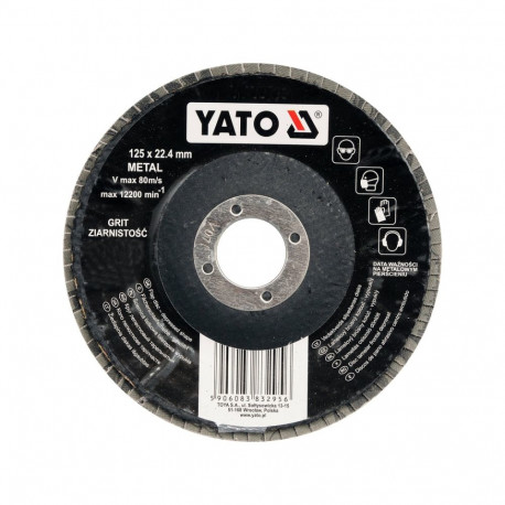 Flap disc for metal P40 125 x 22.4 mm Depressed center 80 m/s 12200 rpm YT-83292 Yato