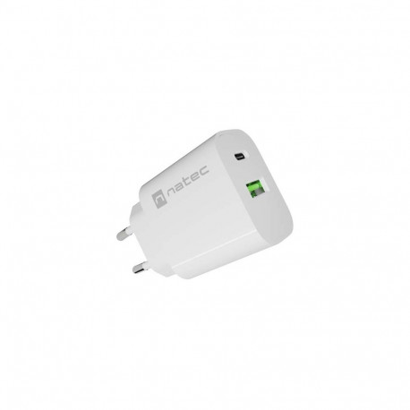 USB CHARGER NATEC RIBERA 1X USB-A + 1X USB-C 20W WHITE