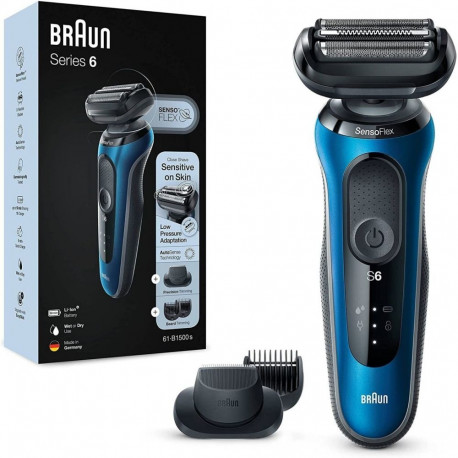 Braun Shaver 61-B1500s Operating time (max) 50 min, Wet & Dry, Blue/Black