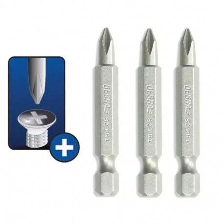 Phillips kruvikeeraja otsakud PH2 50mm 3 tk mullpakend