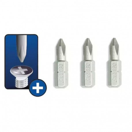 Końcówki wkrętakowe phillips ph1x25mm, 3szt blister