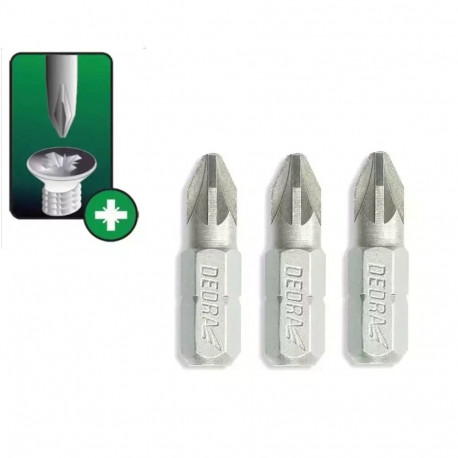 Końcówki wkrętakowe pozidriv pz2x25mm, 3szt blister