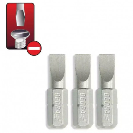 Końcówki wkrętakowe płaskie sl6.5x25mm, 3szt blister