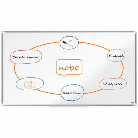 Valgetahvel NOBO Premium Plus Enamel Widescreen 55" 1220x690mm, Magnetic, nurkadest kinnitatav/ al.r