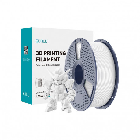3D Printing Filament - Sunlu PLA+ 2.0 1.75 mm, ±0.02 mm Tolerance, Up To 300 mm/s - White
