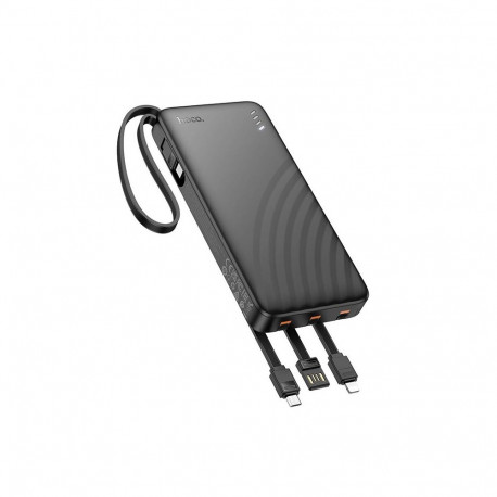 Powerbank Hoco 10000 mAh 2A with four built-in cables USB A + USB C+ Lightning + Micro USB J146 blac