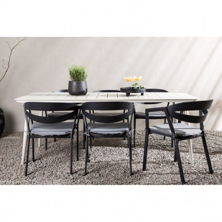 Aiamööbli komplekt LINA laud ja 6 tooli, beež/must