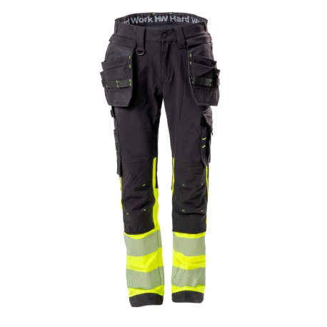 HW Nordic stretch ripptaskutega vööpüksid must Hi-Vis kollane 56