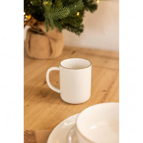 MUG WITH GOLD RIM WHITE 340ML