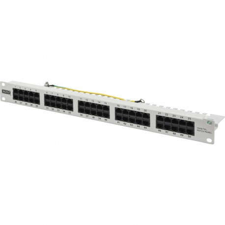 CAT 3 ISDN mittekilbitud patchpaneel 50 porti 1HE, hall