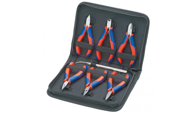 Elektronikzangen-Set, 7-teilig (rot/blau, inkl. Präzisionspinzette)