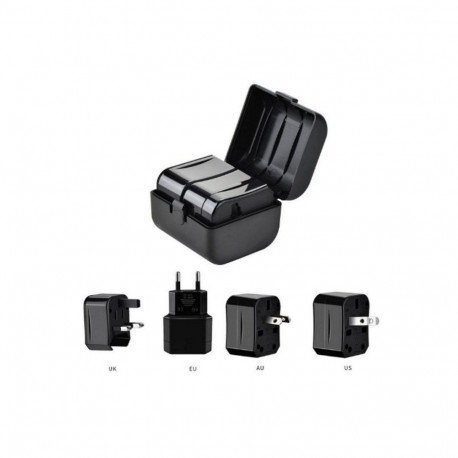 iLike CP TR1 Network 3in1 Multi-Adapter UK 3-Pin - Euro 2pin - US (USA) - Asia + Storage Case Black
