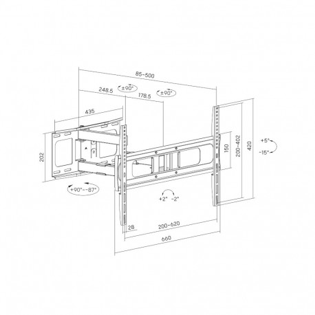 Sunne Wall mount | 37-86-EA2 Full-motion TV wall mount | 37-86 " | Maximum weight (capacity) 50  kg 