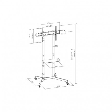 Sunne TV-käru S1122 37-70" 45kg, must