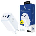 GaN laadija 65W QC4+ 1xUSB-A 2xUSB-C, valge