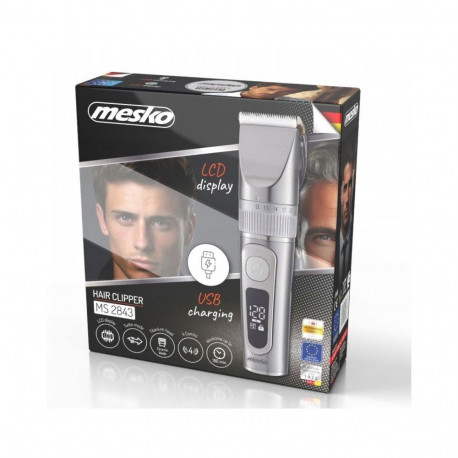 Hair Clipper - Mesko MS 2843 USB Hair Razor (Adler, titanium head, 180 min runtime, waterproof)