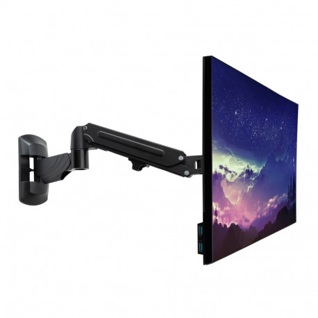 Monitor Mount - Lindy Wall Mounted Single Gas Arm For 13–32 Inch Displays Up To 9kg - Black