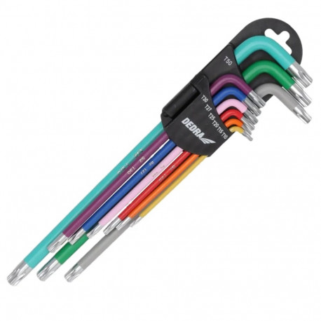 Klucze torx extra długie kolor t10-t50 zestaw 9szt,s2