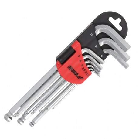 Kuuskantvõtmete komplekt pikad keraga 1.5-10mm 9-osaline CrV