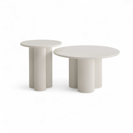 Diivanilaud FLOW 2tk ø50/80 cm, kreem/valge