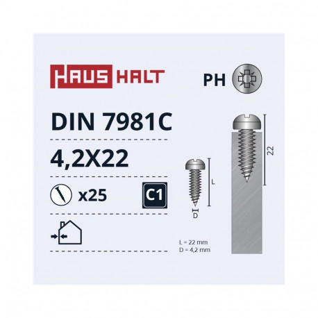 SELF SCREWS 4.2X22 DIN7981C ZN 25PCS