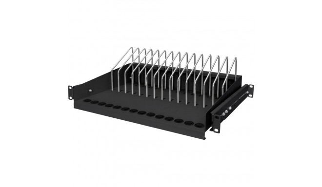 Digitus extendable shelf for tablets, notebooks (black, 1 height unit)