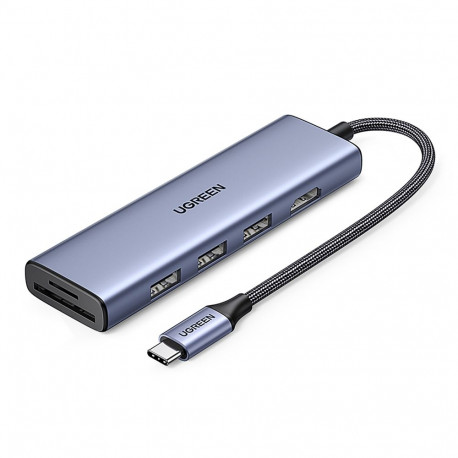 HUB Ugreen CM511 20956A 6in1 USB-C - HDMI / 3x USB-A 3.0 / SD/TF card reader - gray