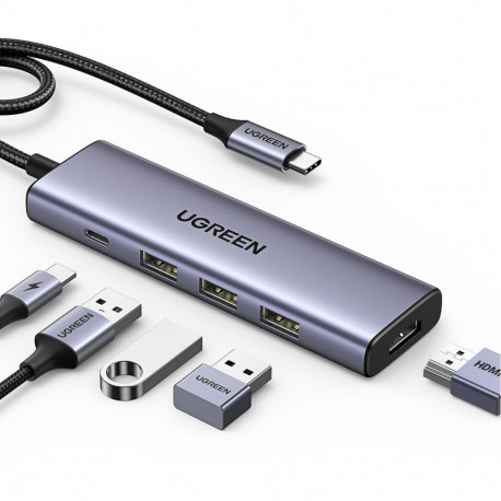 Ugreen HUB Ugreen CM511 15597 5in1 USB-C - USB-C PD / HDMI / 3x USB-A 3.0 - gray