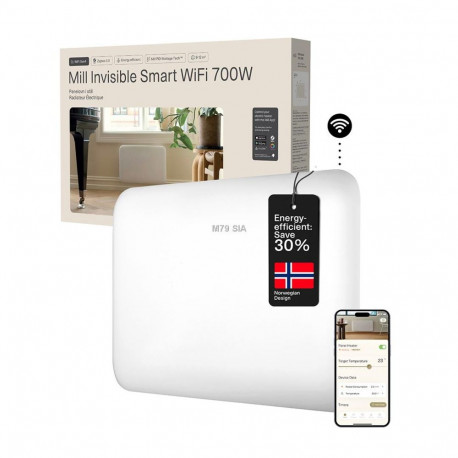 Mill Invisible Smart WiFi Heater  PA700WIFI4  Panel Heater  700 W  Suitable for rooms up to 9-12 m  