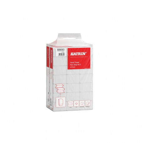 Lehtkäterätik KATRIN M2 Non Stop, valge,  20,3 x 25,5 cm, 2-kihiline, 140 tk, hulgipakend, 21tk/pakk
