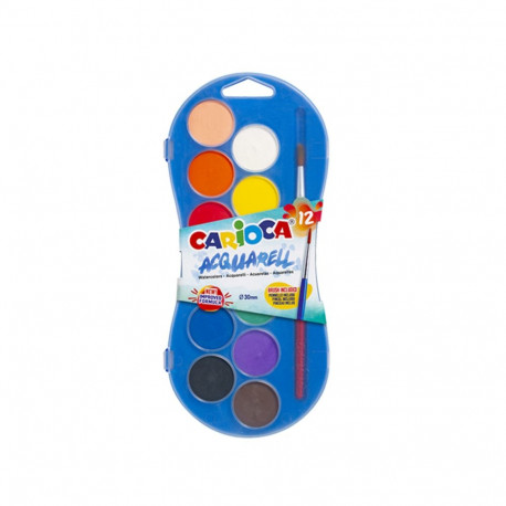 Vesivärvid (akvarellid) CARIOCA, 12-värvi, läbimõõt 30 mm