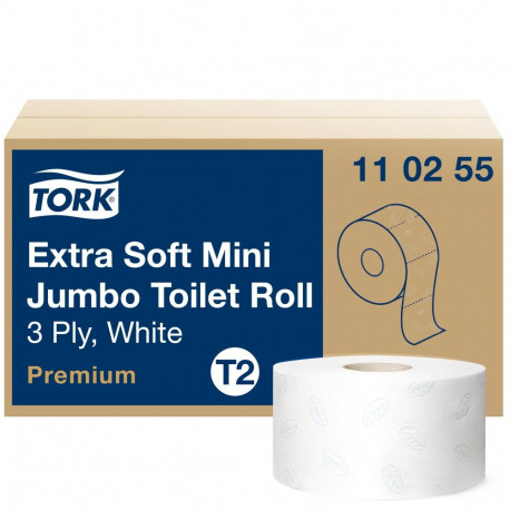 Tualettpaber Tork Extra Soft Mini Jumbo T2, 9,7cmx120m, 3-kih, valge 110255 (12 tk)