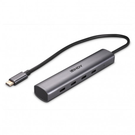 USB Hub - Lindy 4 Port USB 3.2 Gen 2 Type C Hub, 10 Gbps, Black