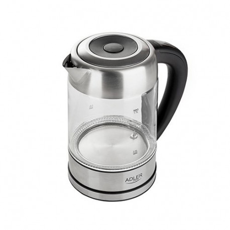Adler AD 1247 NEW electric kettle 1.7 L 2200 W Black, Stainless steel, Transparent