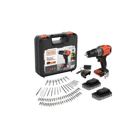 BLACK & DECKER 18V Impact Drill (with 2 x 18V 2.0Ah batteries with charge status indicator, 1A charg