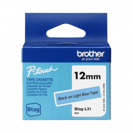 "Schriftband Brother 12mmx4m schwarz/hellblau BTAG-L31"