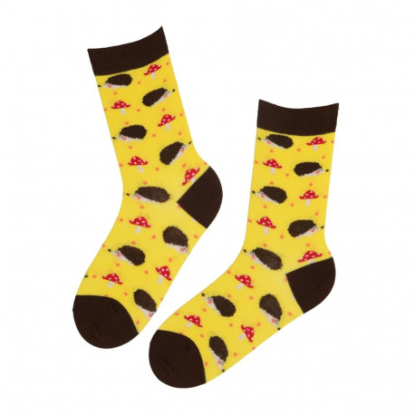 SOKISAHTEL HEDGEHOG kollased siilidega puuvillased sokid 444, 446