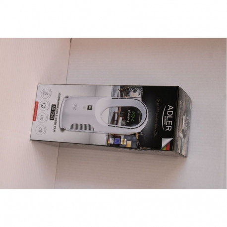 Adler SALE OUT. Bladeless Rechargeable Fan | AD 7343 | Desk Fan | DAMAGED PACKAGING | White | Diamet