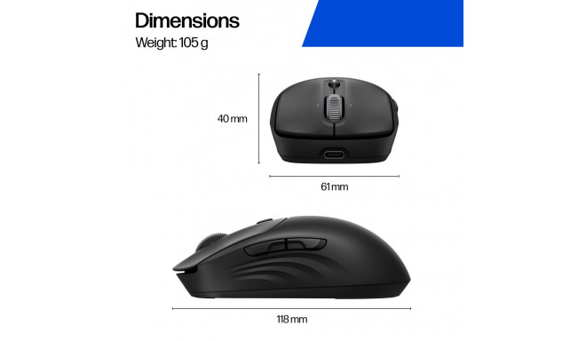 HP 705 Super Capacitor Wireless Mouse - Multi-Device, Programmable, 4-way scrolling, Ultra-Fast Rech