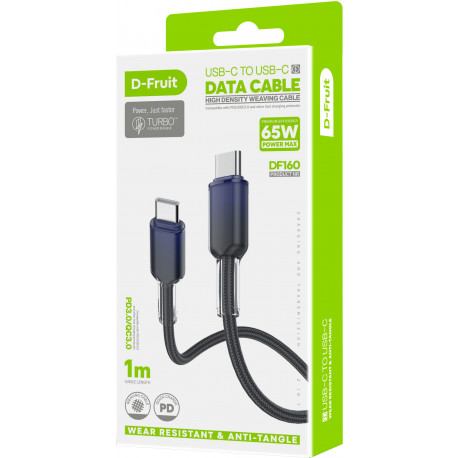 D-Fruit kaabel USB-C - USB-C DF160 1m, tumesinine