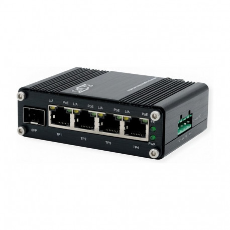 "EXSYS EX-62030MPoE-SFP-5+1 Port Industrial Gigabit SFP PoE+ Mini Switch, Web Managed"