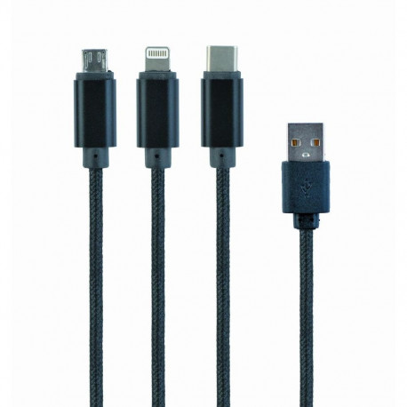 CABLE USB CHARGING 3IN1 1M/BLACK CC-USB2-AM31-1M GEMBIRD
