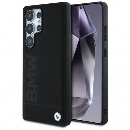 BMW Leather Big Wordmark Case for Samsung Galaxy S25 Ultra - Black