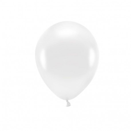 PartyDeco õhupall, 10 tk, 30 cm, valge metallik / Öko