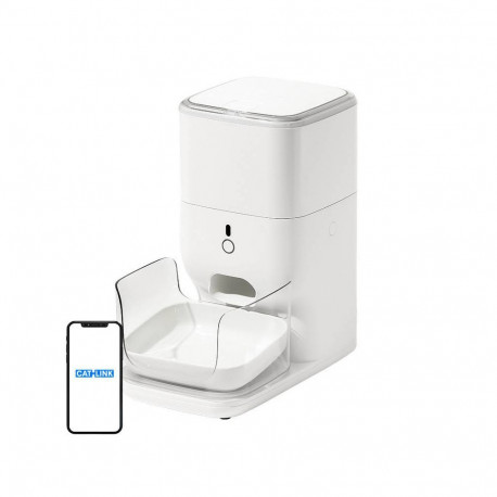 Pet Food Dispenser - CatLink FO4 PRO 4L Multi-Cat Recognition App Control White