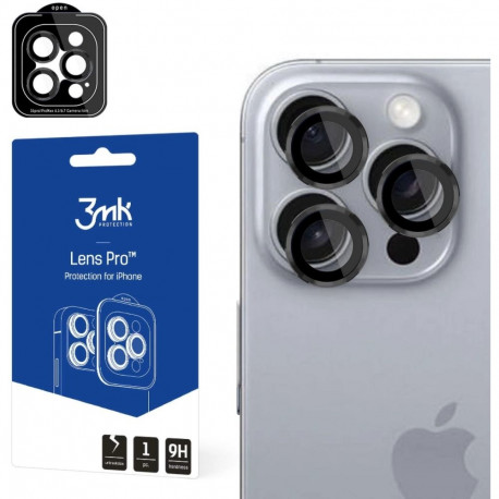 Kaamera kaitseklaas 3MK iPhone 16 Pro/16 Pro Max Lens Pro, must